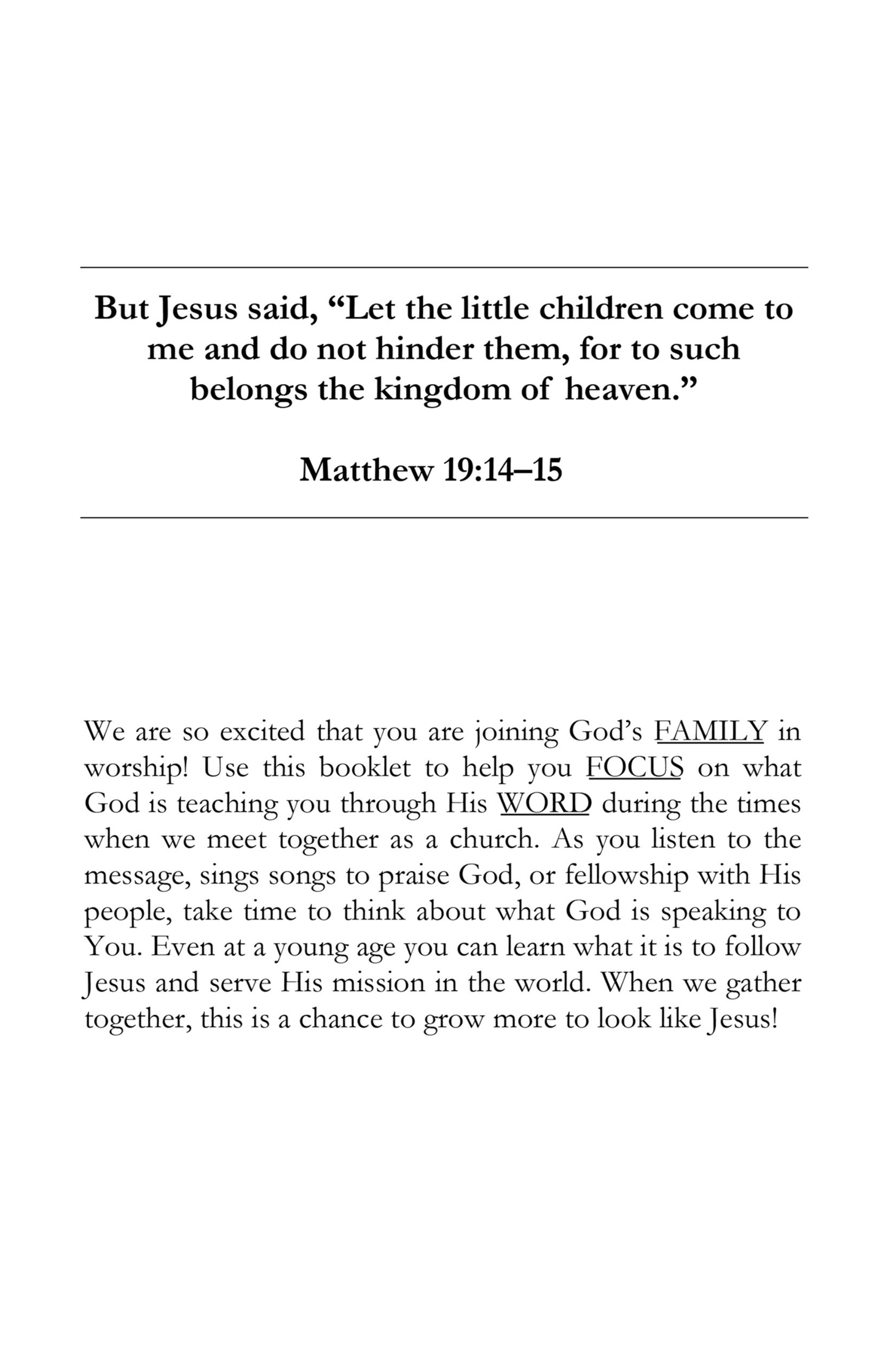 Sermon Notes For Kids