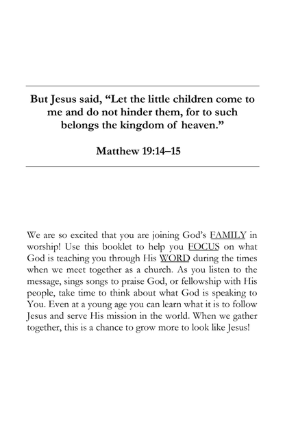 Sermon Notes For Kids