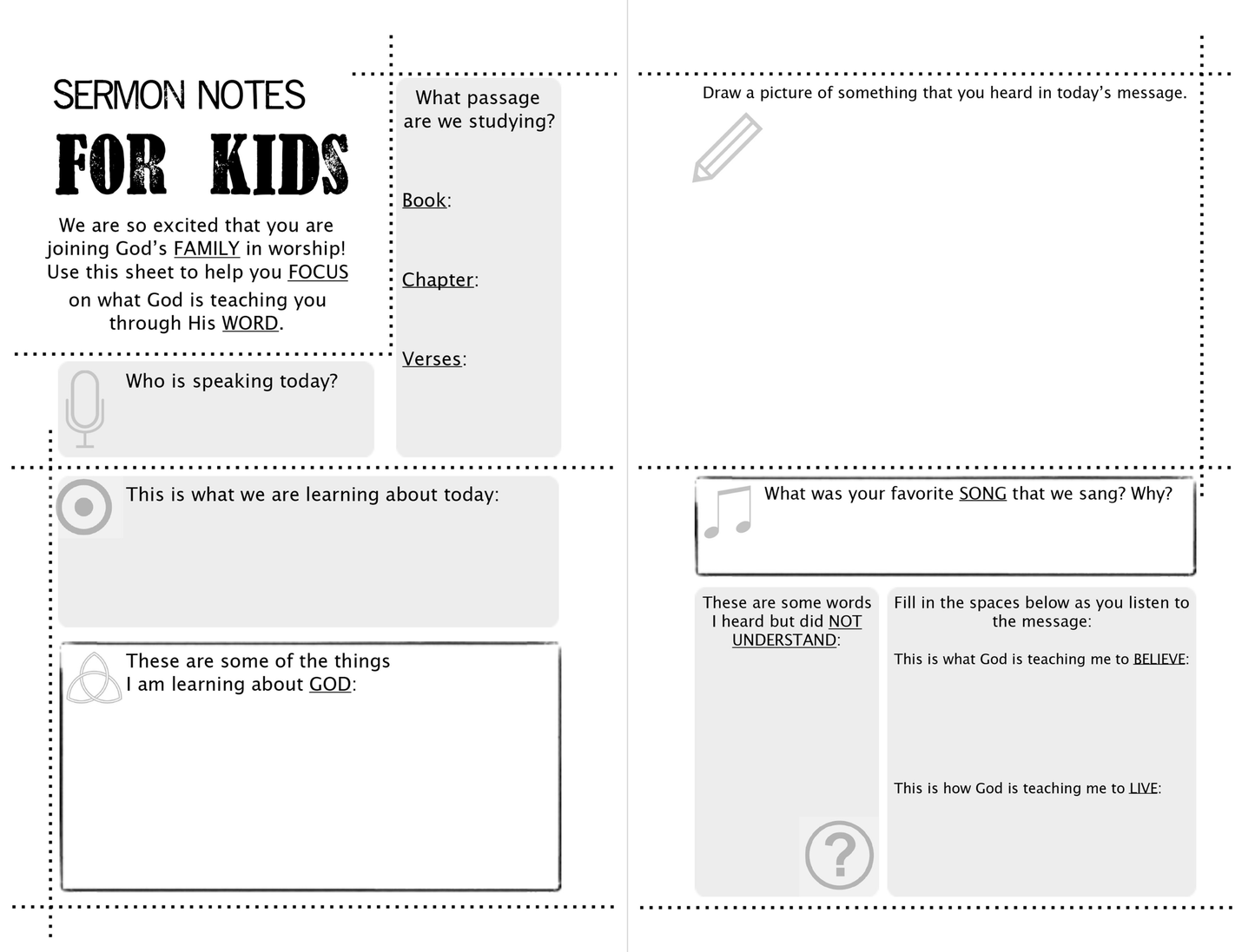 Sermon Notes For Kids